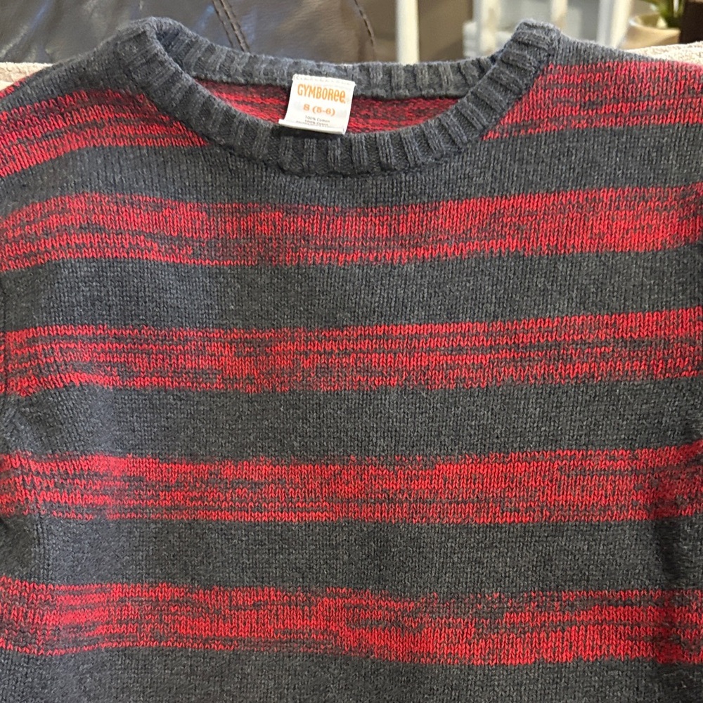 Kids Red and Gray Striped Sweater